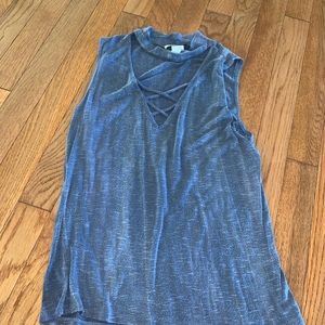 Blue tank top with v neck